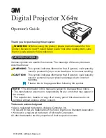 3M X64W - Digital Projector XGA LCD Operator'S Manual предпросмотр