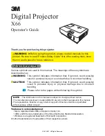 3M X66 - Digital Projector XGA LCD Operator'S Manual preview