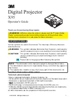 3M X95 - Digital Projector XGA LCD Operator'S Manual предпросмотр