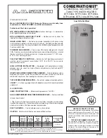 A.O. Smith CONSERVATIONIST BTPV-650A Specification Sheet предпросмотр