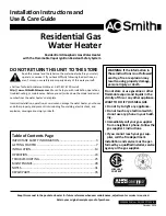 Предварительный просмотр 1 страницы A.O. Smith G9-T5040NVR Installation Instructions And Use & Care Manual