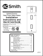 Предварительный просмотр 1 страницы A.O. Smith Hybrid ElectricHeat Pump Water Heater Manual