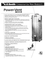 Предварительный просмотр 1 страницы A.O. Smith Power-Vent BTV-100 Specification Sheet