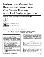 A.O. Smith Residential Power Vent Gas Water Heaters with Hot Surface Ignition Instruction Manual предпросмотр