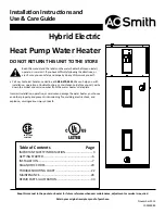 A.O. Smith Vortex FPTU-50 Installation Instructions And Use & Care Manual предпросмотр