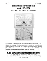 A.W. Sperry Instruments SP-152A Operating Instructions Manual preview