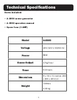 Preview for 4 page of A2Z Ozone A-3500 Operating Manual