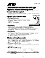 A&D SJ-12KH Calibration Instructions предпросмотр