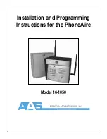 Preview for 1 page of AAS PhoneAire 16-1050 Installation And Programming Instructions