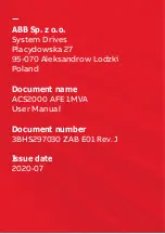 Preview for 2 page of ABB ACS2000 AFE 1MVA User Manual