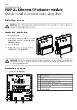 Предварительный просмотр 1 страницы ABB FEIP-21 Quick Installation And Start-Up Manual