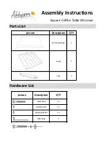 Abbyson Square Coffee Table Ottoman Assembly Instructions preview