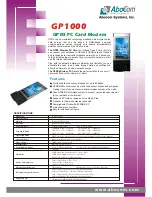 Предварительный просмотр 1 страницы Abocom GPRS PC Card Card Modem GP1000DM Specifications