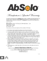 Preview for 26 page of Abs Company Ab Solo ABS1008B Owner'S Manual