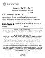 Preview for 1 page of Absocold Corp ARD104 Owner'S Instructions