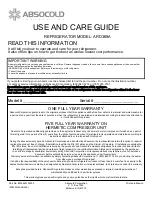 Absocold Corp ARD369A Use And Care Manual preview