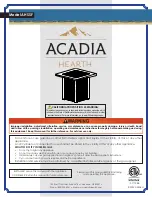 Предварительный просмотр 1 страницы Acadia Hearth AHSSF Manual