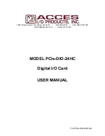 Preview for 1 page of Acces I/O products PCIe-DIO-24HC User Manual