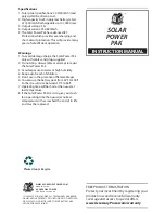 Preview for 1 page of Accessory Power Solar Power Pak Instruction Manual