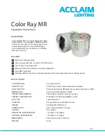 Acclaim Lighting Color Ray MR Operation Instructions preview