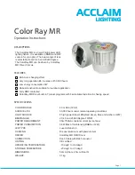 Preview for 1 page of Acclaim Lighting Color Ray MR Operation Instructions