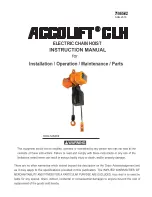 Preview for 1 page of ACCO Brands ACCOLIFT CLH Instruction Manual For Installation / Operation / Maintenance / Parts