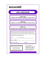 Accucold PRO Series Use & Care Manual preview