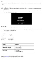 Предварительный просмотр 2 страницы Acer ADR131 Quick Manual