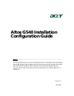 Preview for 1 page of Acer Altos G540 Series Installation &  Configuration Manual