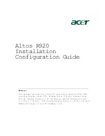 Preview for 1 page of Acer Altos R920 Series Installation &  Configuration Manual