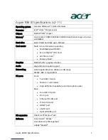 Preview for 1 page of Acer Aspire 3610 Specifications