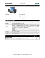Предварительный просмотр 1 страницы Acer Aspire T671 Specifications