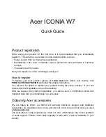 Предварительный просмотр 1 страницы Acer ICONIA W7 Quick Manual