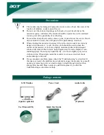 Предварительный просмотр 2 страницы Acer LCD monitor (speaker optional) User Manual