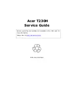 Preview for 1 page of Acer T230H - Bmidh Wide Touch Screen Display Service Manual