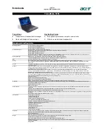 Preview for 3 page of Acer TravelMate Timeline 8371 Specifications