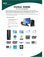 Предварительный просмотр 1 страницы Acer Veriton X480G Specifications