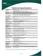 Preview for 2 page of Acer X1230PS Series Technical Specifications