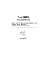 Предварительный просмотр 1 страницы Acer X221 Service Manual