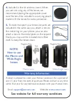 Preview for 2 page of Acesori LensKit User Manual & Warranty