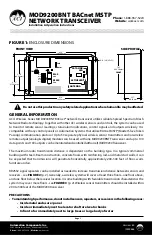 Предварительный просмотр 1 страницы aci MOD9200BNT Installation & Operation Instructions