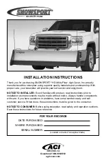 aci SNOWSPORT HD Utility Plow Installation Instructions Manual preview