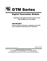 Preview for 1 page of ACM DTM Series Installation And Operating Instructions Manual