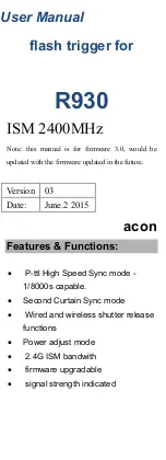 Preview for 1 page of Acon R930 P-TTL User Manual