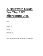 Предварительный просмотр 1 страницы Acorn Computers Limited BBC A Hardware Manual