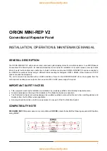 Preview for 1 page of Acorn ORION MINI-REP Nstallation, Operation & Maintenance Manual