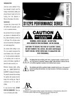 Preview for 1 page of Acoustic Research S112PS Owner'S Manual