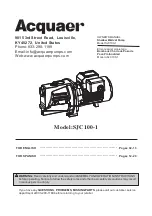 Preview for 1 page of Acquaer SJC100-1 Owner'S Manual