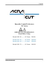 Предварительный просмотр 2 страницы ACRA-CUT 200-141 Instructions For Use Manual