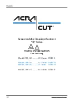 Предварительный просмотр 13 страницы ACRA-CUT 200-141 Instructions For Use Manual